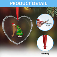 Funny Christmas Wiener Dog Heart Crystal Glass Ornament Decorations Xmas Tree - Wonder Print Shop