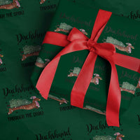Funny Christmas Wiener Dog Wrapping Paper Roll Dachshund Through The Snow Xmas Tree - Wonder Print Shop