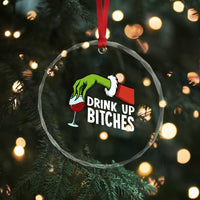Funny Christmas Wine Crystal Glass Ornament Drink Up Bitches - Wonder Print Shop