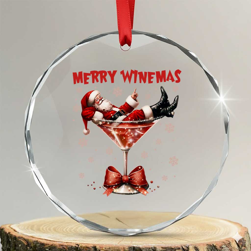 Funny Christmas Wine Crystal Glass Ornament Santa Feeling Xmas - Wonder Print Shop