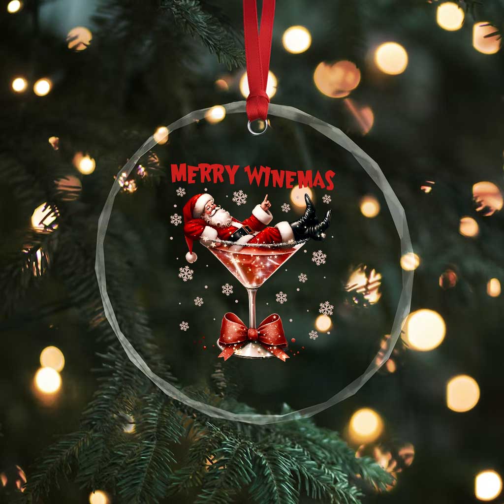 Funny Christmas Wine Crystal Glass Ornament Santa Feeling Xmas - Wonder Print Shop