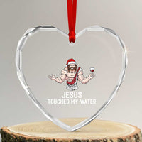 Funny Christmas Wine Heart Crystal Glass Ornament Jesus Drank Wine - Wonder Print Shop