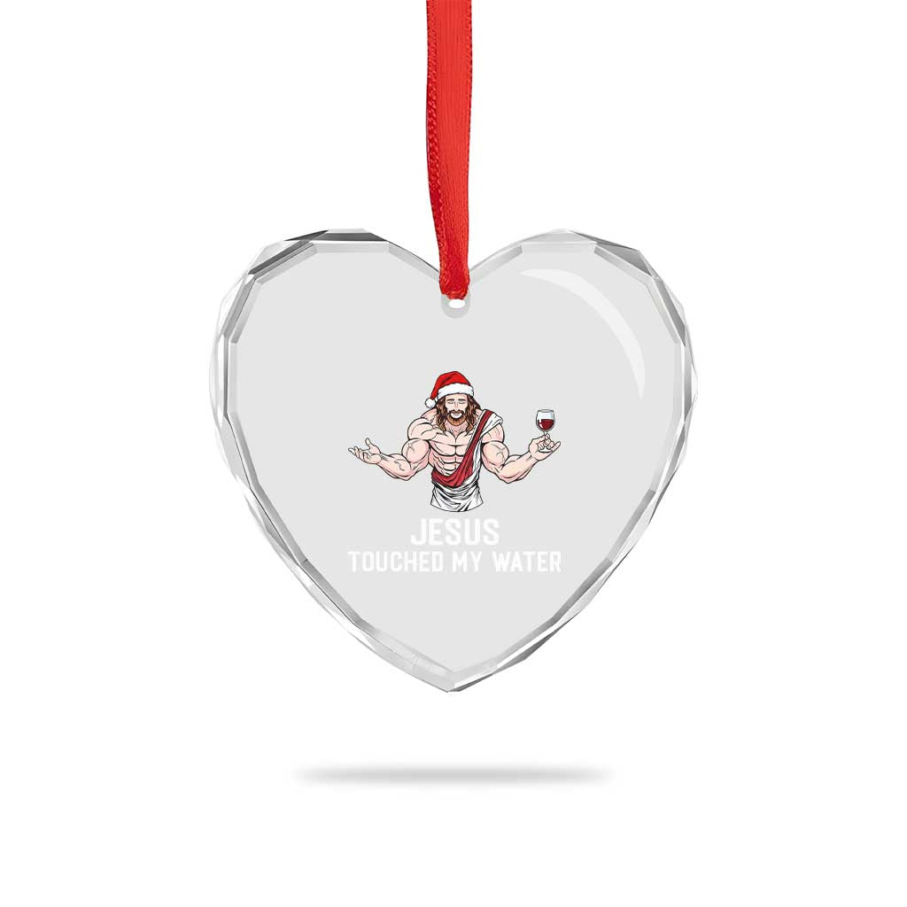 Funny Christmas Wine Heart Crystal Glass Ornament Jesus Drank Wine - Wonder Print Shop