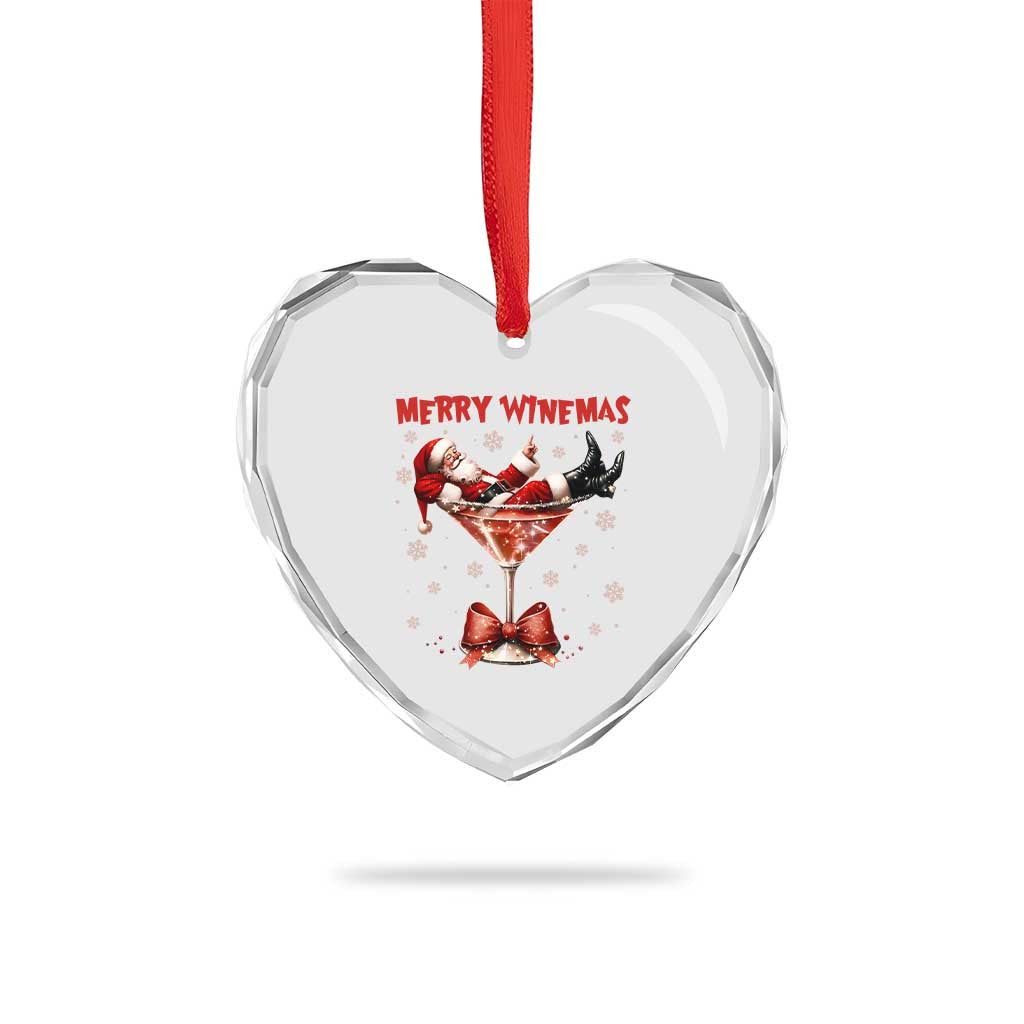 Funny Christmas Wine Heart Crystal Glass Ornament Santa Feeling Xmas - Wonder Print Shop