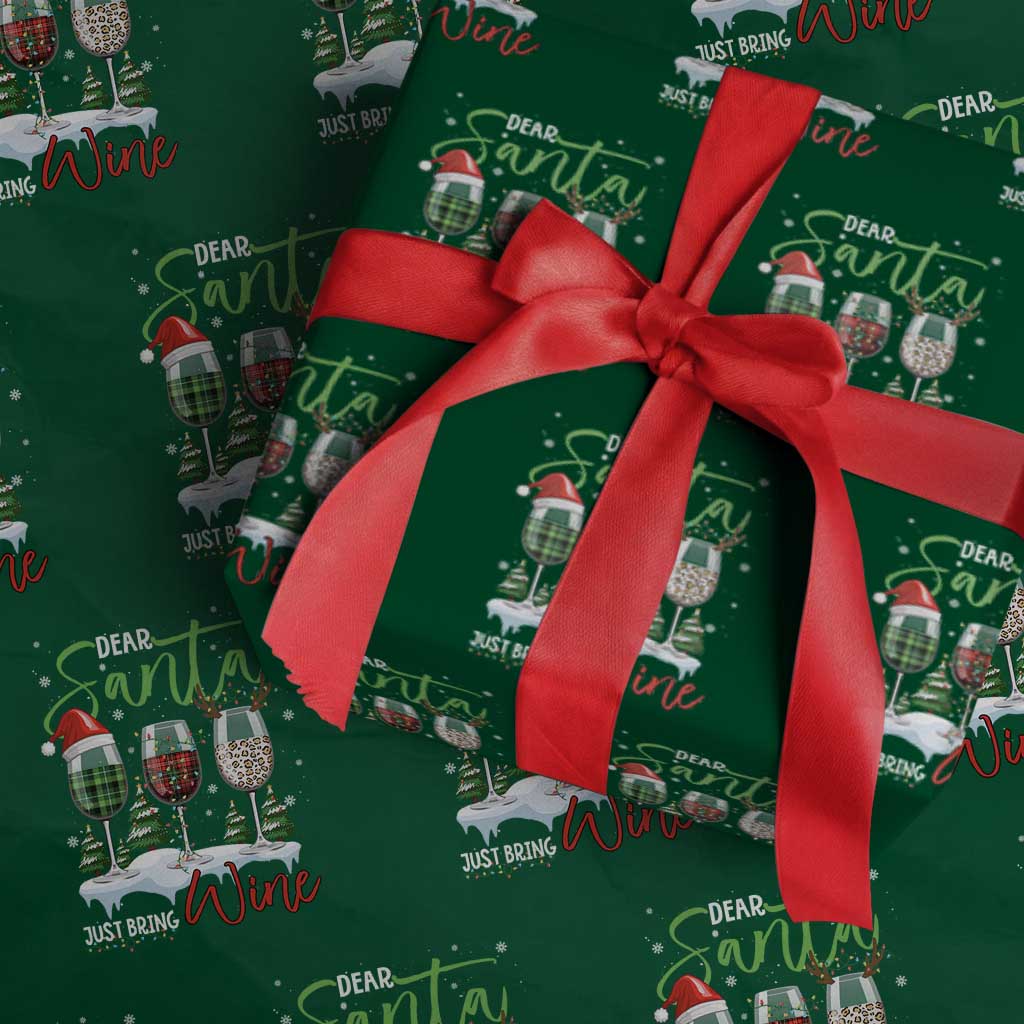 Funny Christmas Wine Wrapping Paper Roll Dear Santa Just Bring Wine Winter Holiday - Wonder Print Shop
