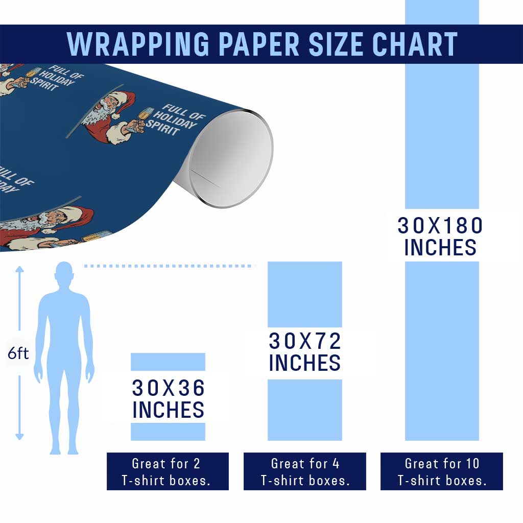 Funny Christmas Wine Wrapping Paper Roll Full Of Holiday Spirit Santa - Wonder Print Shop