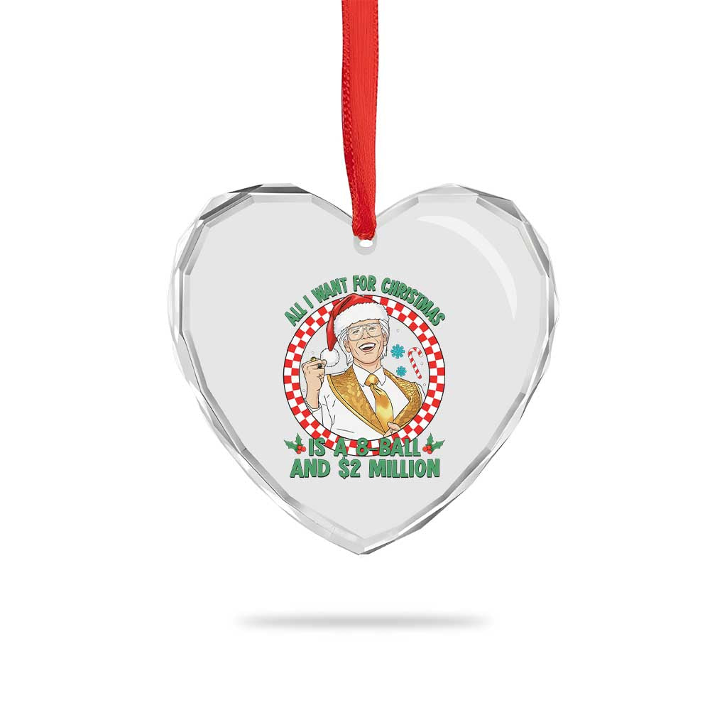 Funny Christmas Wish Billy Meme Heart Crystal Glass Ornament A 8 Ball and 2 Million Dollars Baby Uncle Santa Hat - Wonder Print Shop