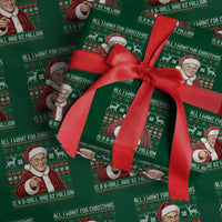 Funny Christmas Wish Billy Meme Wrapping Paper Roll A 8 Ball and 2 Million Dollars Baby Uncle Cosplay Santa - Wonder Print Shop