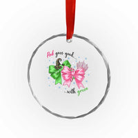 Funny Christmas Witch Pink Goes Good With Green Crystal Glass Ornament - Wonder Print Shop