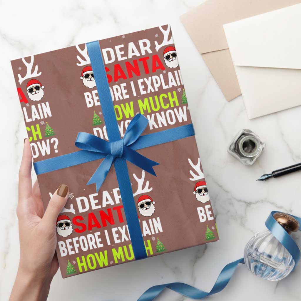 Funny Christmas Wrapping Paper Roll Dear Santa I Can Explain How Much Do You Know - Wonder Print Shop
