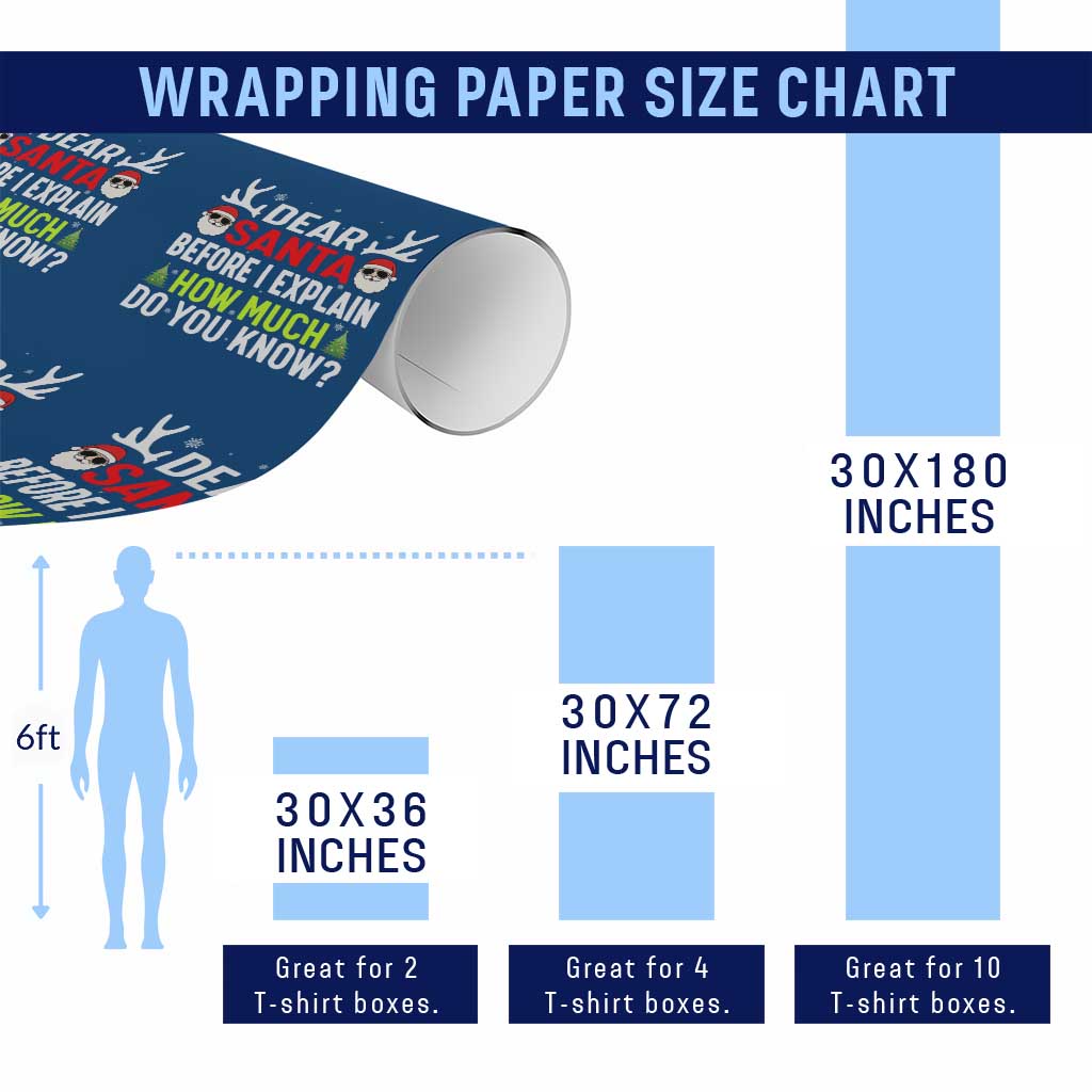 Funny Christmas Wrapping Paper Roll Dear Santa I Can Explain How Much Do You Know - Wonder Print Shop