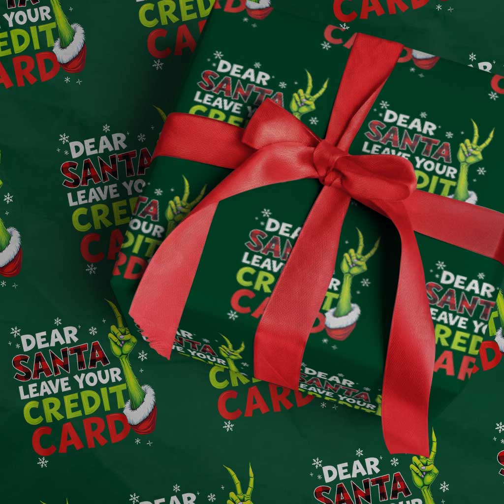 Funny Christmas Wrapping Paper Roll Dear Santa Leave Your Credit Card Red Plaid Pajamas - Wonder Print Shop