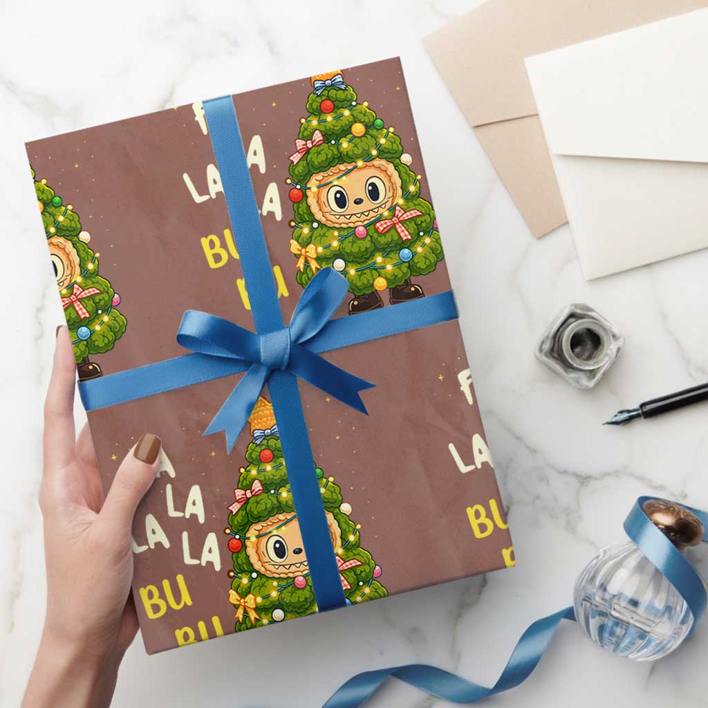 Funny Christmas Wrapping Paper Roll Fa La La La Bu Bu Xmas Song Kawaii Bubu - Wonder Print Shop