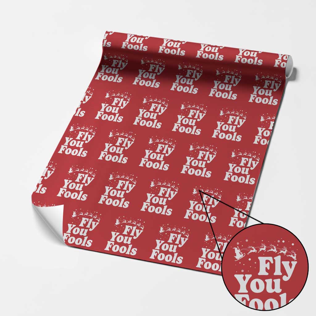 Funny Christmas Wrapping Paper Roll Fly You Fools Fantasy Movie Santa Sleigh Reindeer - Wonder Print Shop