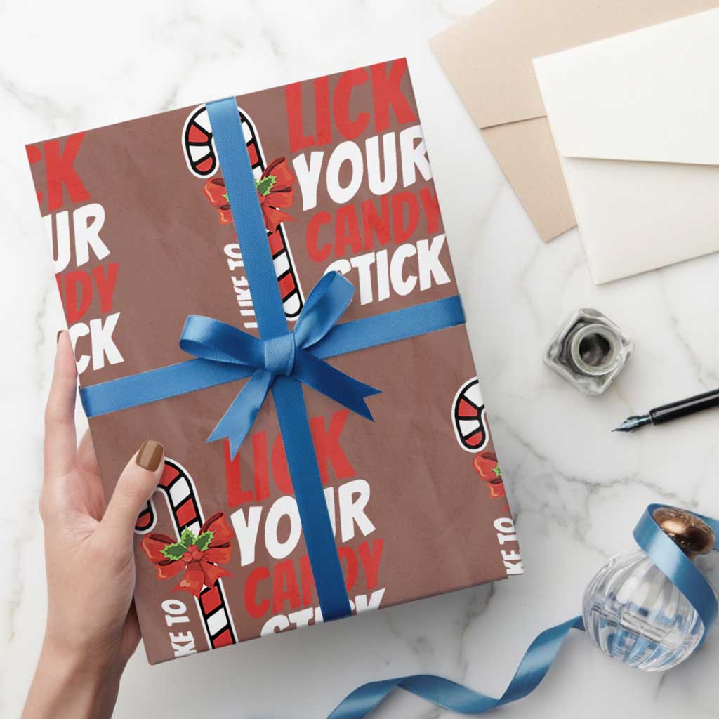Funny Christmas Wrapping Paper Roll I Like To Lick Your Candy Stick - Wonder Print Shop