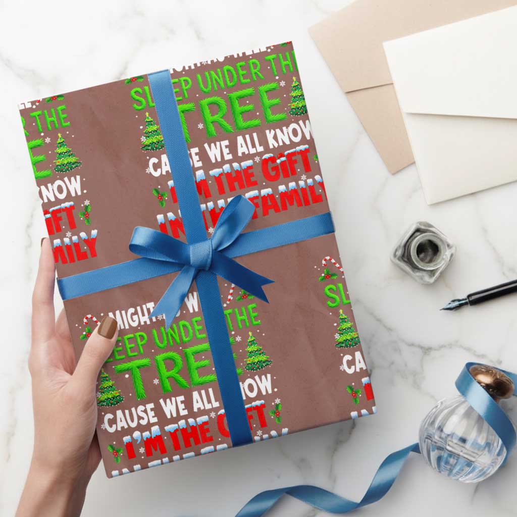 Funny Christmas Wrapping Paper Roll I'm The Gift Family Pajama - Wonder Print Shop