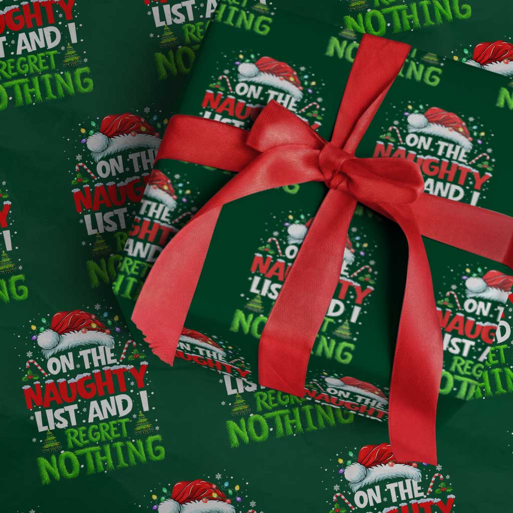 Funny Christmas Wrapping Paper Roll On The Naughty List I Regret Nothing - Wonder Print Shop