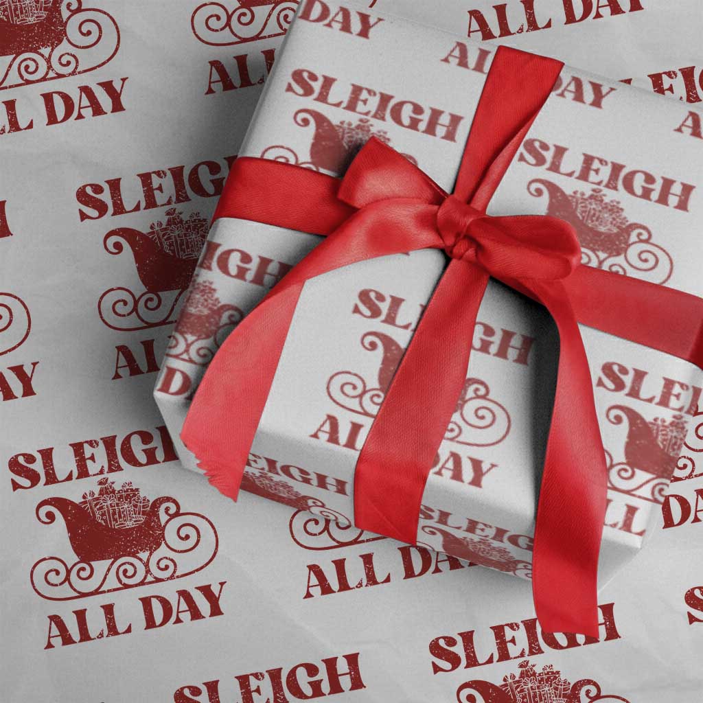 Funny Christmas Wrapping Paper Roll Sleigh All Day Xmas Santa's Sleigh - Wonder Print Shop
