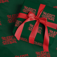 Funny Christmas Wrapping Paper Roll Sleigh Girl Sleigh Reindeer - Wonder Print Shop