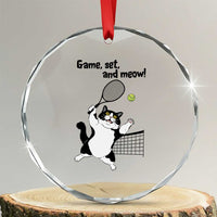 Funny Chubby Cat Tennis Crystal Glass Ornament Game Set And Meow - Wonder Print Shop