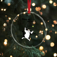 Funny Chubby Cat Tennis Crystal Glass Ornament Game Set And Meow - Wonder Print Shop
