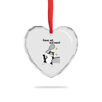Funny Chubby Cat Tennis Heart Crystal Glass Ornament Game Set And Meow - Wonder Print Shop