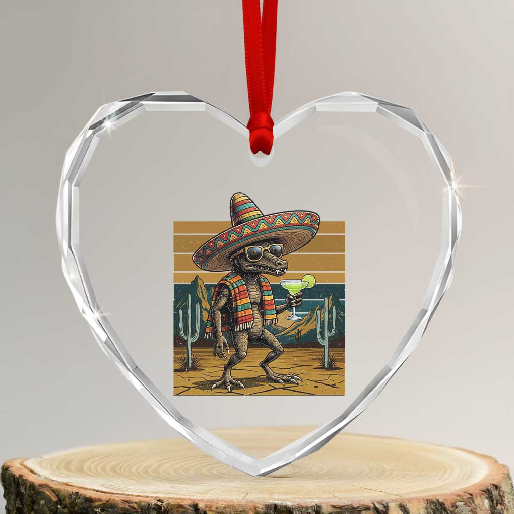 Funny Chupacabra Fiesta Heart Crystal Glass Ornament Cinco De Mayo Gift