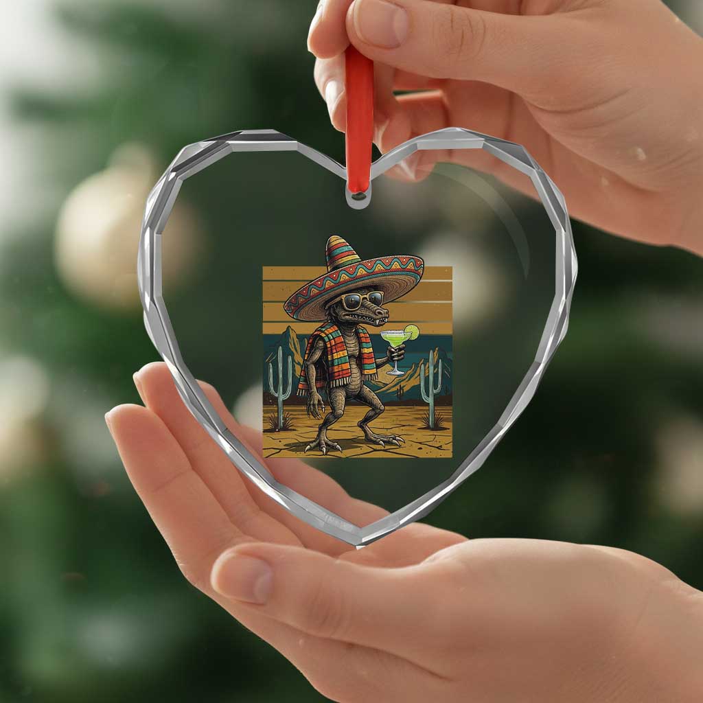 Funny Chupacabra Fiesta Heart Crystal Glass Ornament Cinco De Mayo Gift