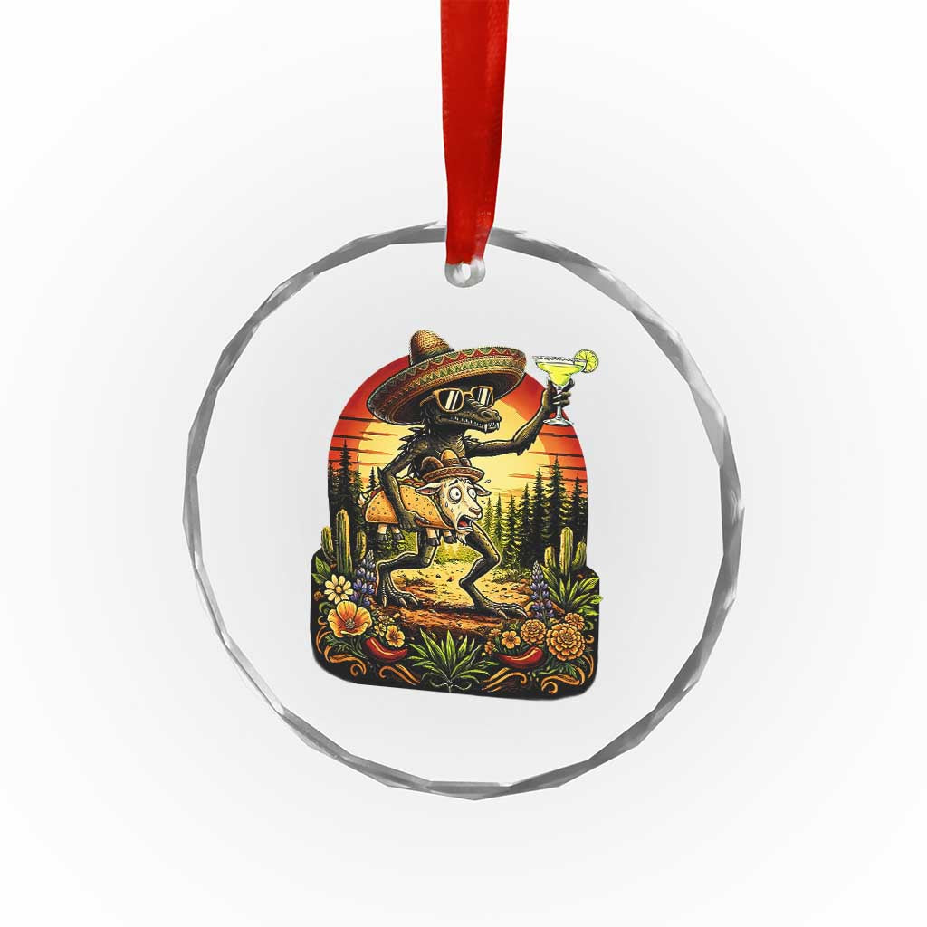 Funny Chupacabra Goat Taco Lover Crystal Glass Ornament Cinco De Mayo Party Gift