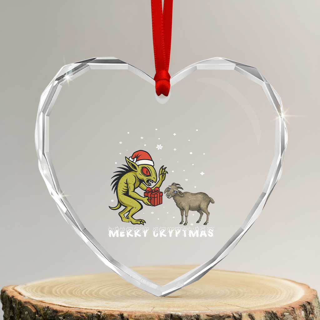Funny Chupacabra Heart Crystal Glass Ornament Merry Cryptmas Christmas Gift - Wonder Print Shop