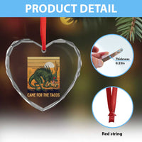 Funny Chupacabra Taco Lover Heart Crystal Glass Ornament Came For The Tacos