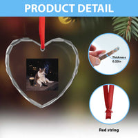 Funny Cigarette And Drinking Irish Stout Beer Cat Meme Heart Crystal Glass Ornament