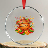 Funny Cinco De Mayo Basketball Crystal Glass Ornament Mexican Fiesta Hoops Party