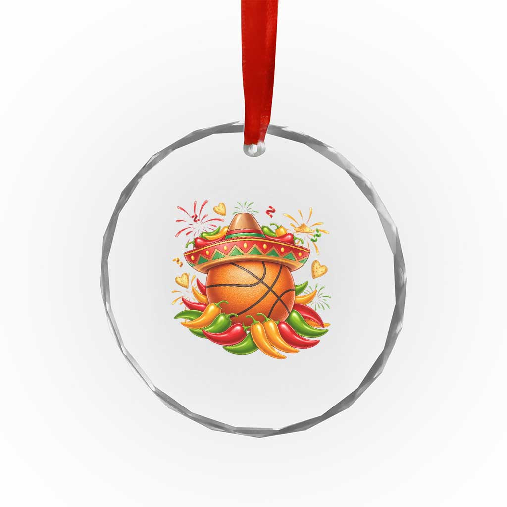 Funny Cinco De Mayo Basketball Crystal Glass Ornament Mexican Fiesta Hoops Party