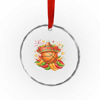 Funny Cinco De Mayo Basketball Crystal Glass Ornament Mexican Fiesta Hoops Party