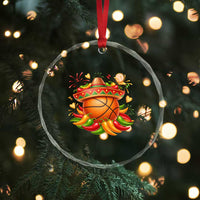 Funny Cinco De Mayo Basketball Crystal Glass Ornament Mexican Fiesta Hoops Party