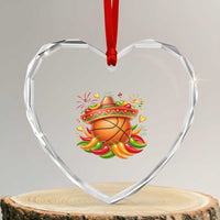 Funny Cinco De Mayo Basketball Heart Crystal Glass Ornament Mexican Fiesta Hoops Party