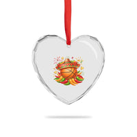 Funny Cinco De Mayo Basketball Heart Crystal Glass Ornament Mexican Fiesta Hoops Party