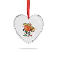 Funny Cinco De Mayo Basketball Heart Crystal Glass Ornament Mexican Fiesta Party