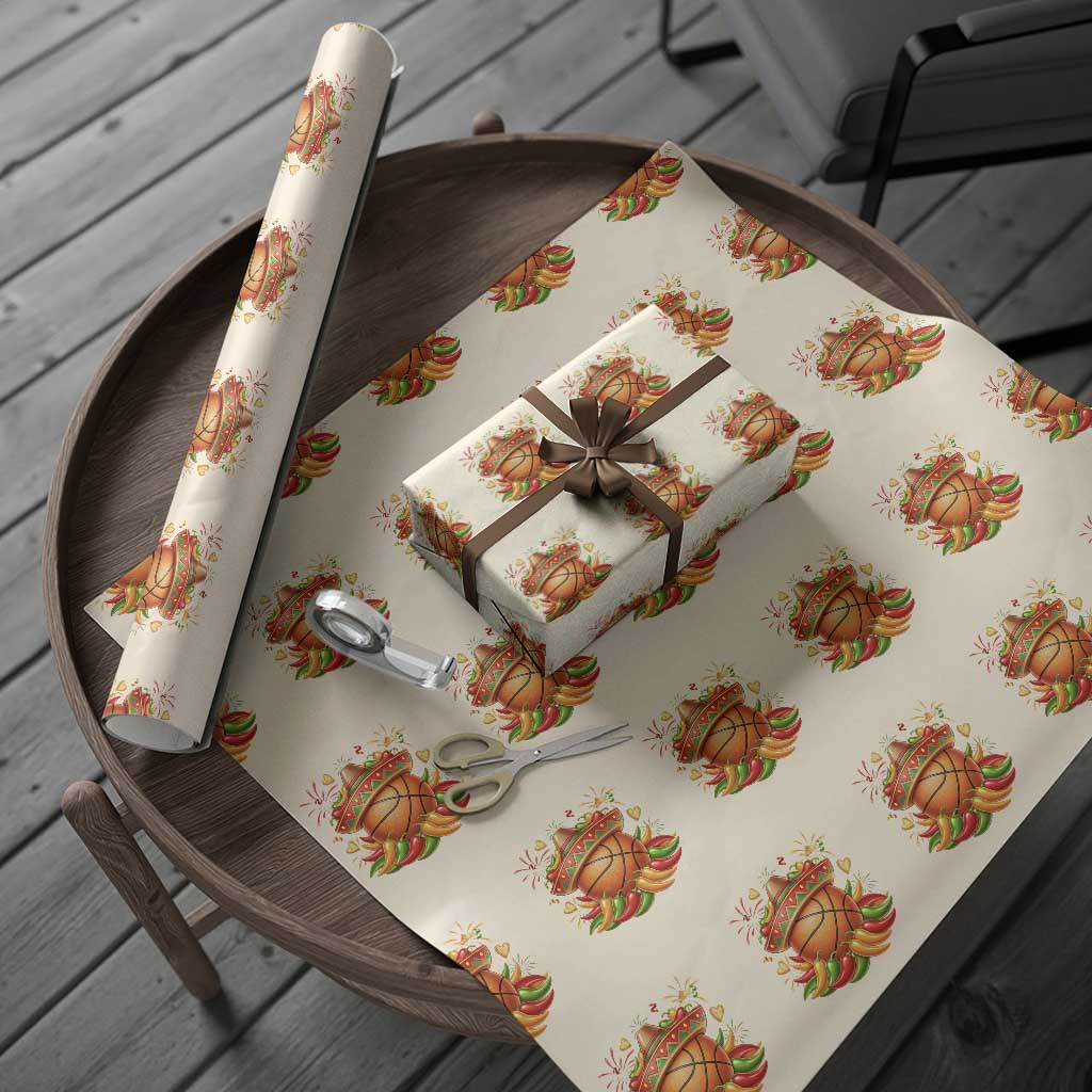 Funny Cinco De Mayo Basketball Wrapping Paper Roll Mexican Fiesta Hoops Party