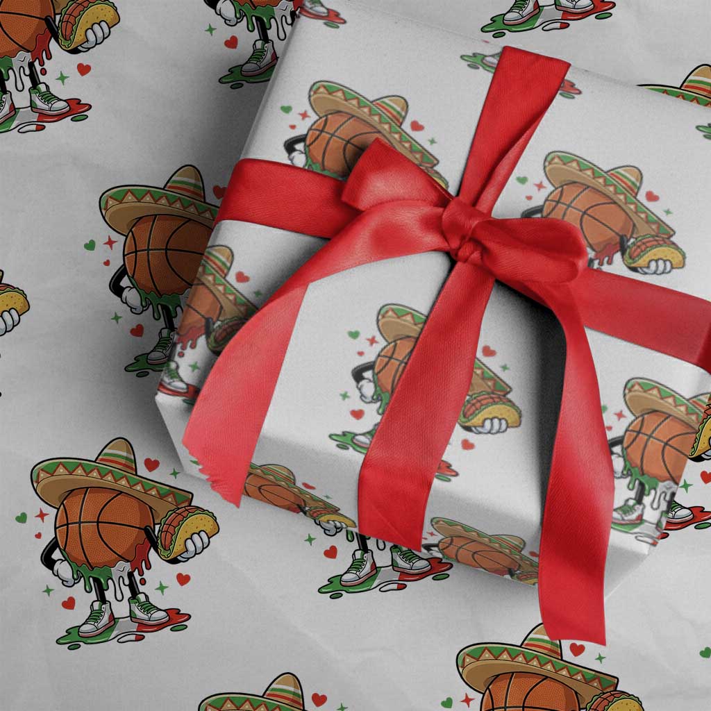 Funny Cinco De Mayo Basketball Wrapping Paper Roll Mexican Fiesta Party