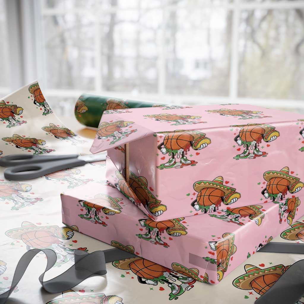 Funny Cinco De Mayo Basketball Wrapping Paper Roll Mexican Fiesta Party