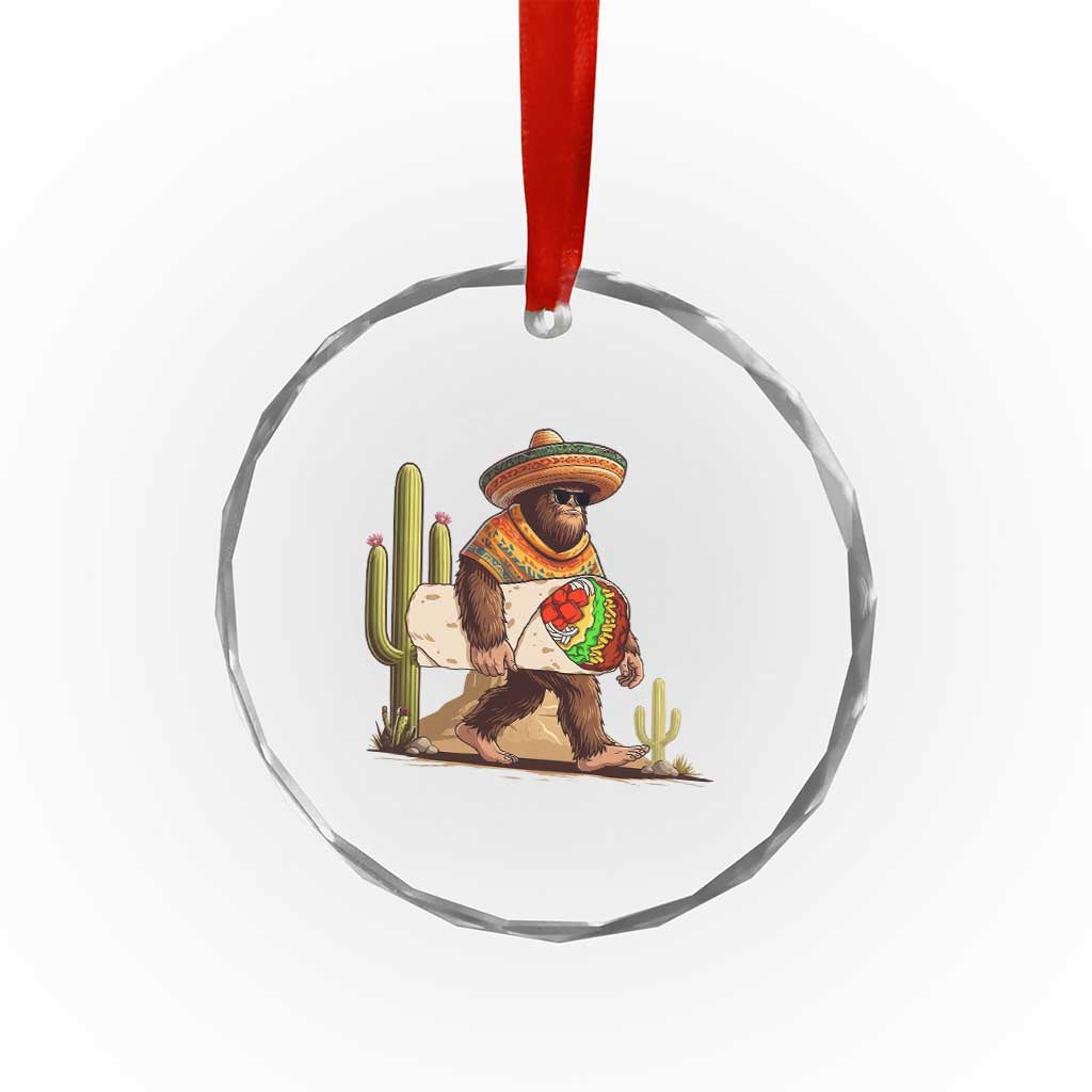 Funny Cinco De Mayo Bigfoot Burrito Lover Gift Crystal Glass Ornament