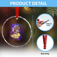 Funny Cinco De Mayo Cat Crystal Glass Ornament Astronaut Kitten Flying A Taco