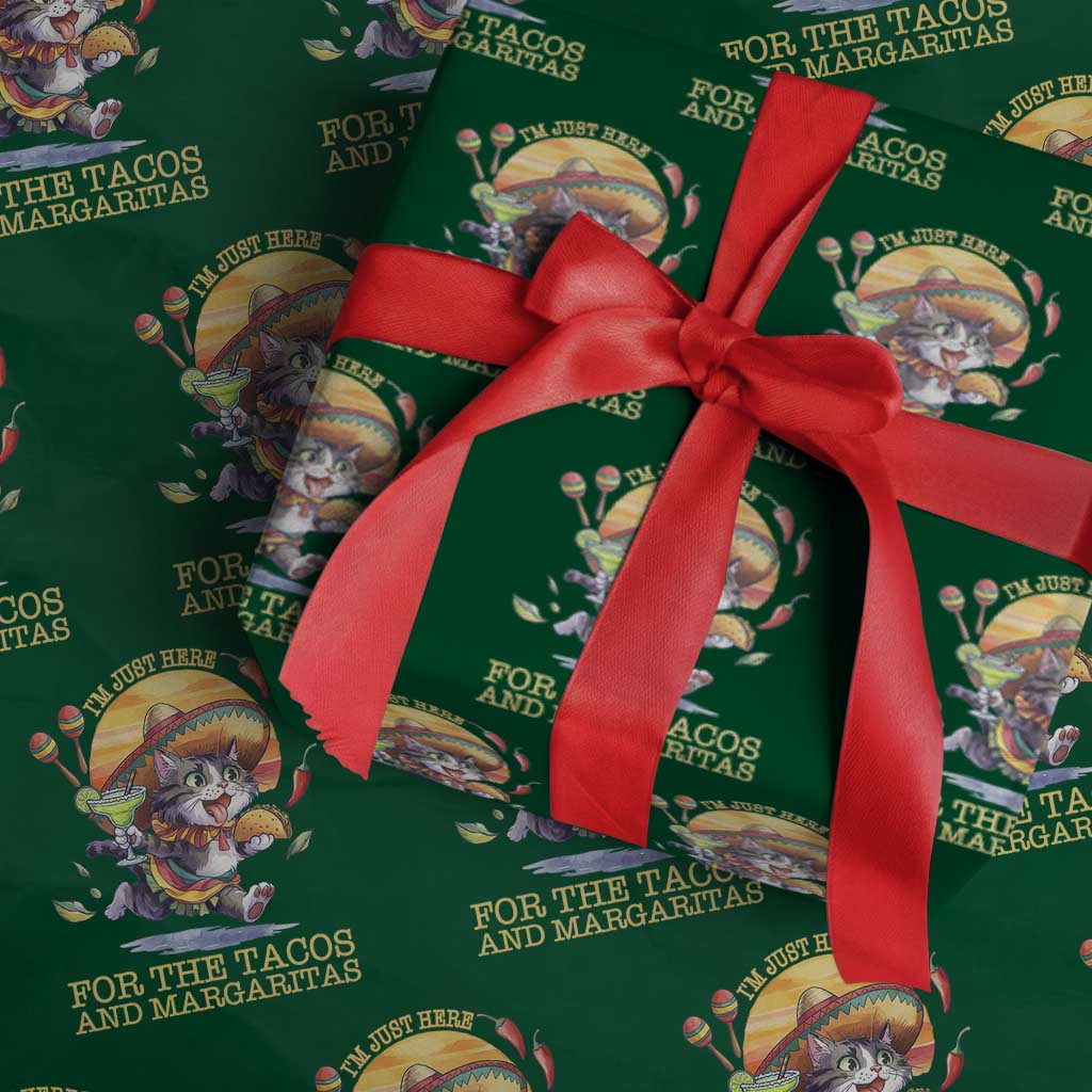 Funny Cinco De Mayo Cat Wrapping Paper Roll Just Here For The Tacos And Margaritas