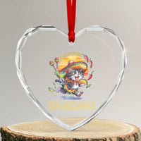 Funny Cinco De Mayo Cat Heart Crystal Glass Ornament Just Here For The Tacos And Margaritas