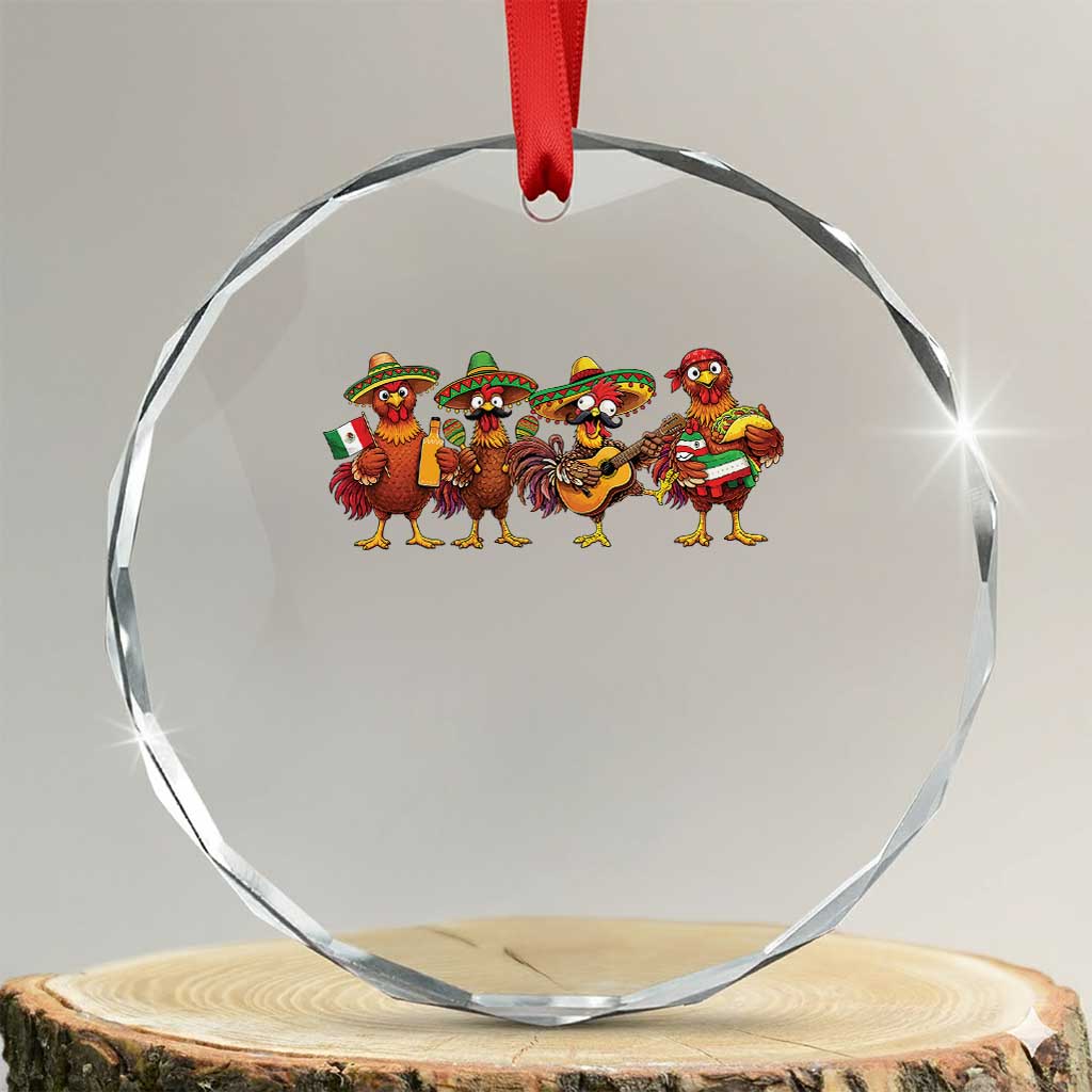 Funny Cinco De Mayo Chicken Squad Crystal Glass Ornament Mexican Party Celebration Gift