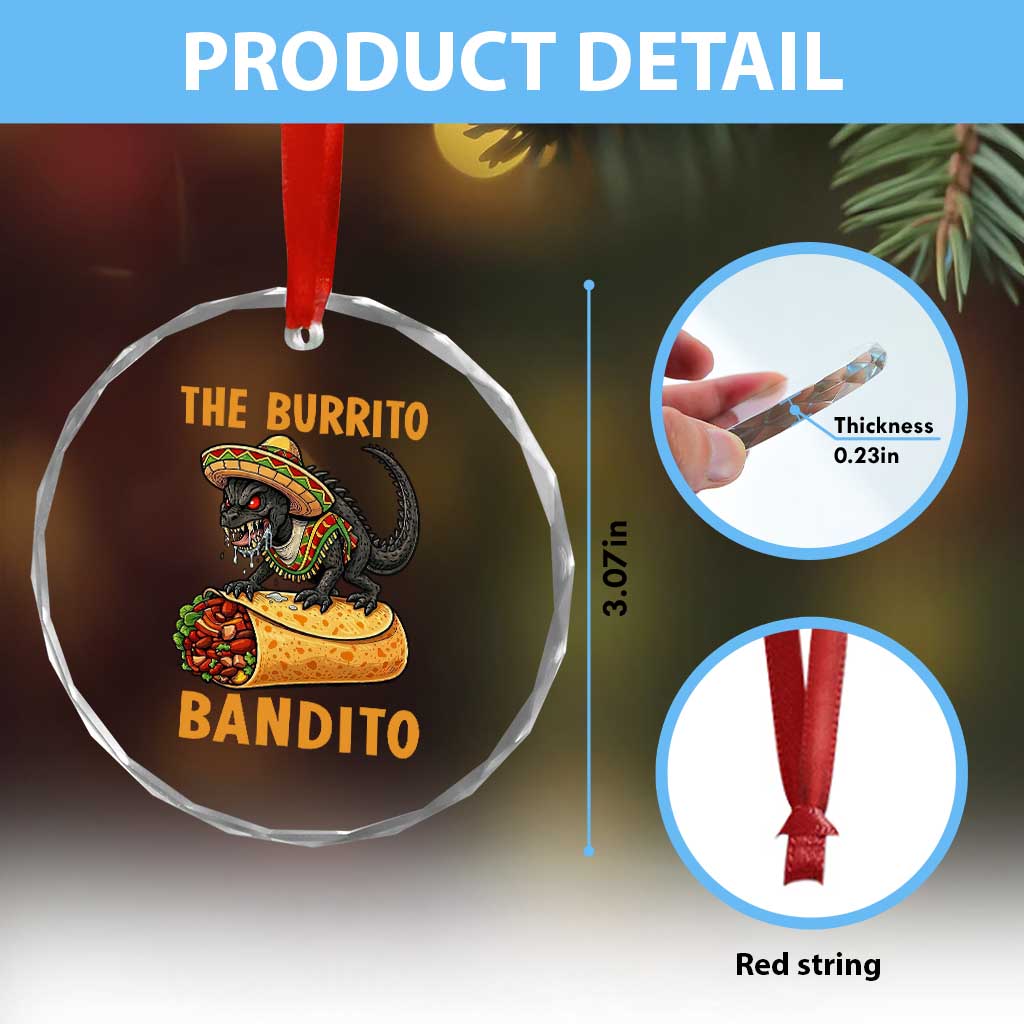 Funny Cinco De Mayo Chupacabra Crystal Glass Ornament The Burrito Bandito