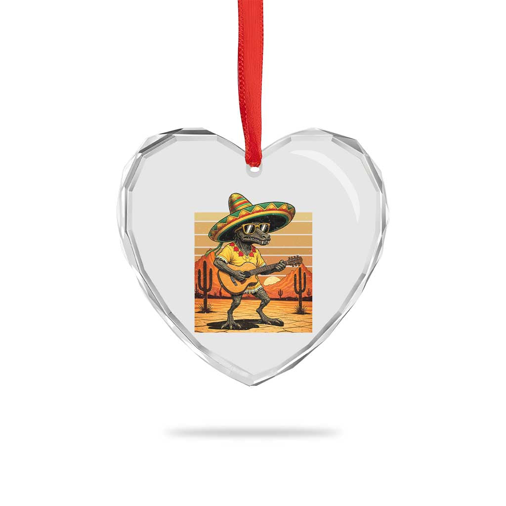 Funny Cinco De Mayo Chupacabra Heart Crystal Glass Ornament Guitar Fiesta Gift