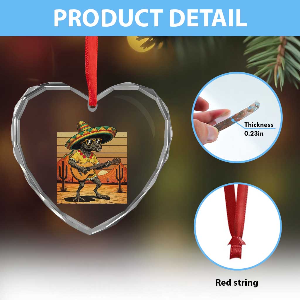 Funny Cinco De Mayo Chupacabra Heart Crystal Glass Ornament Guitar Fiesta Gift